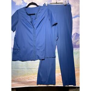 Vintage 2pc Shadowline nylon Pajama Set Blue Women's size 32 Button up top